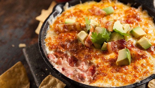 Bacon Tomato Queso Skillet and Diced Avocado