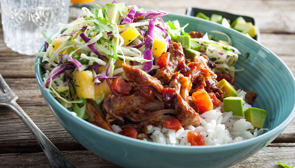 Carribbean Pork Bowls Close