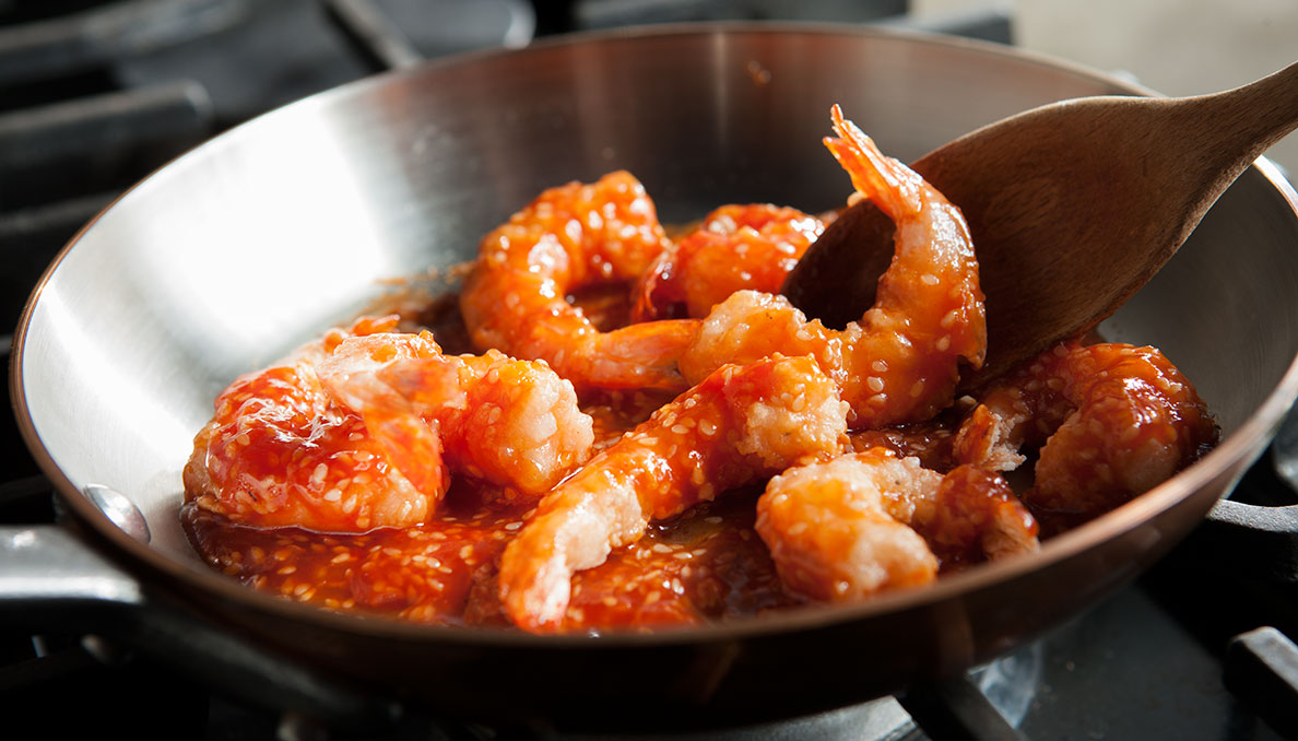 Chinese Ginger Shrimp in Skillet