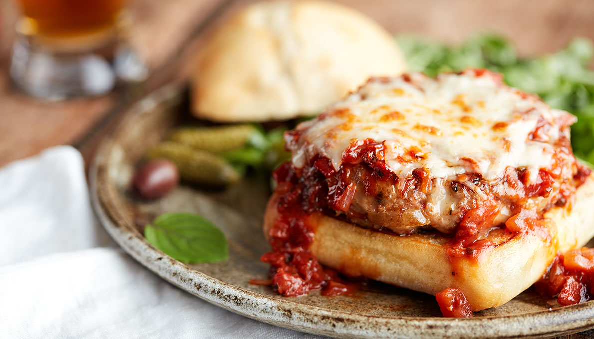 Image of Italian Pizza Burgers with pizza sauce and melted cheese