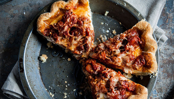 Tomato Mozzarella Pie overhead