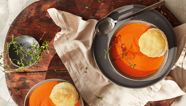 Tomato soup with puff pastry